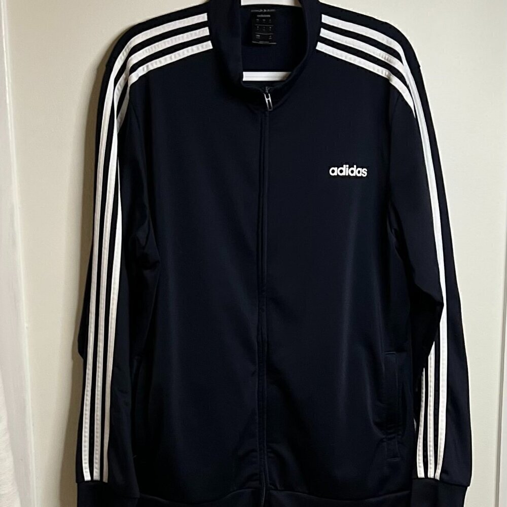 Men's adidas Tricot Track Jacket in Navy & White Size XL - Picture 1 of 8